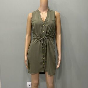 GUESS Olive Green Sleeveless Button-Down Dress size XS